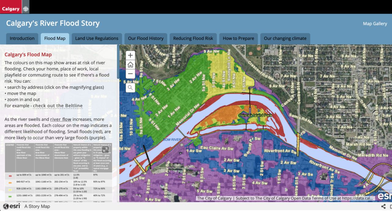 Screenshot of City of Calgary's Flood Map Tool