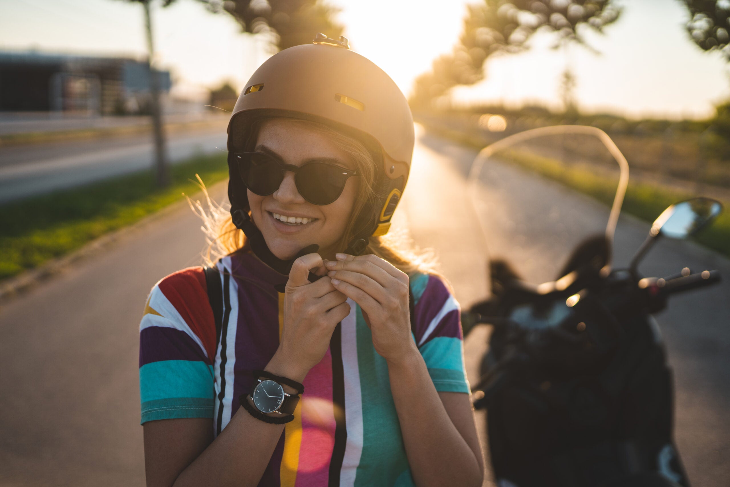 Beautiful young girl getting ready for the ride