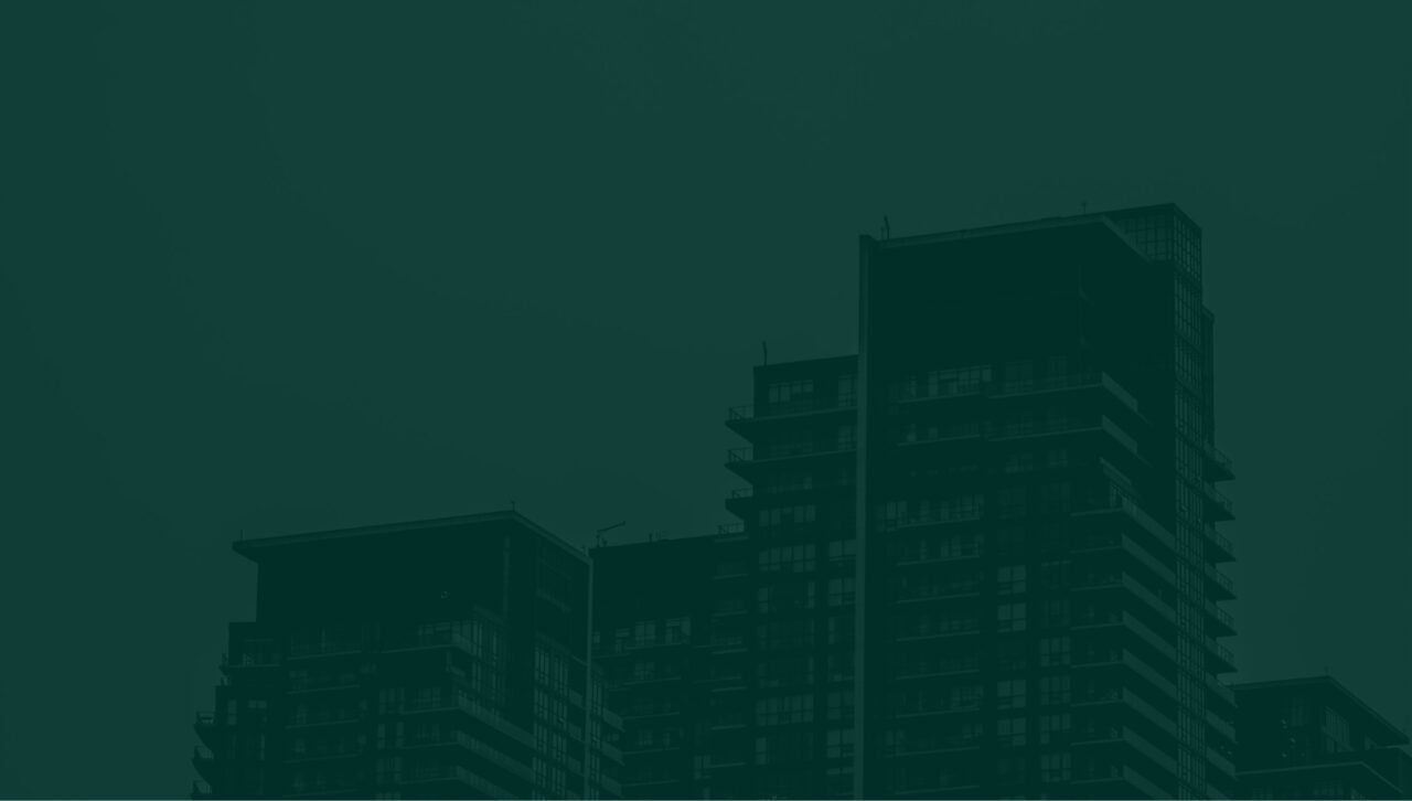 condo buildings with a dark green image overlay