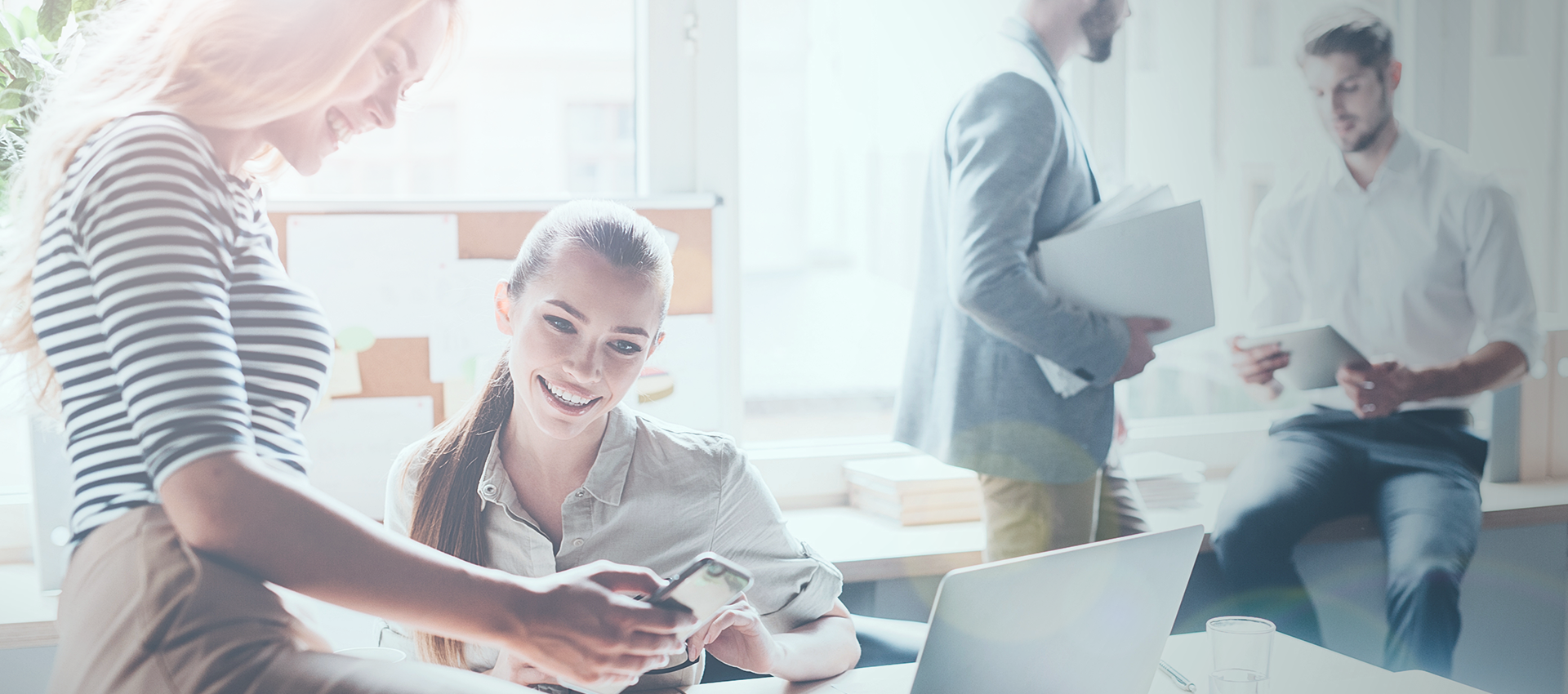 Employees at working talking