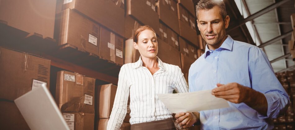 Warehouse workers doing inventory