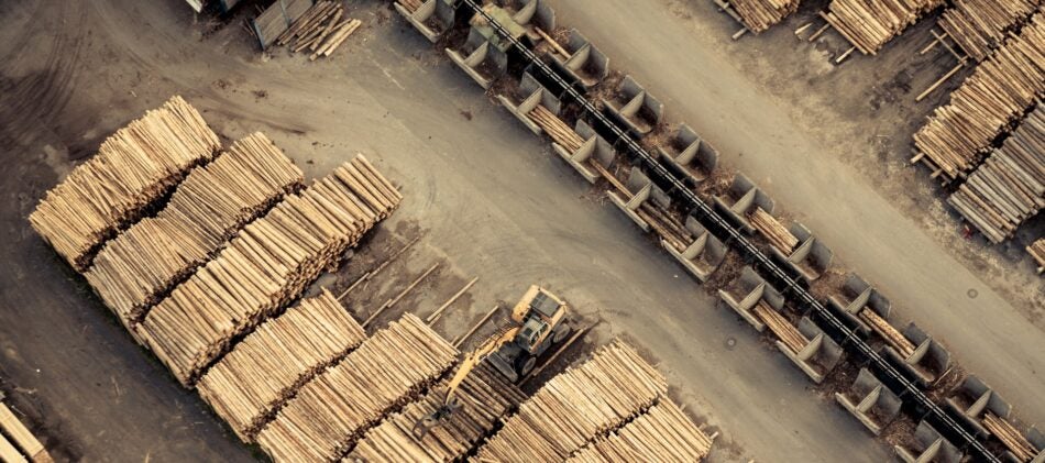 Aerial view of lumber