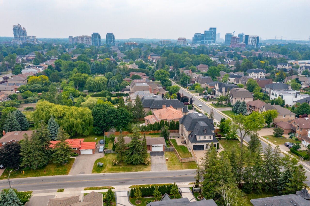 Aerial view at Yonge street and 16th Ave, Richmond Hill, Canada