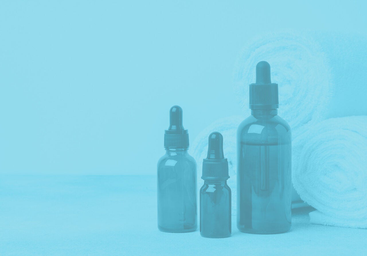 White label amber glass dropper bottles