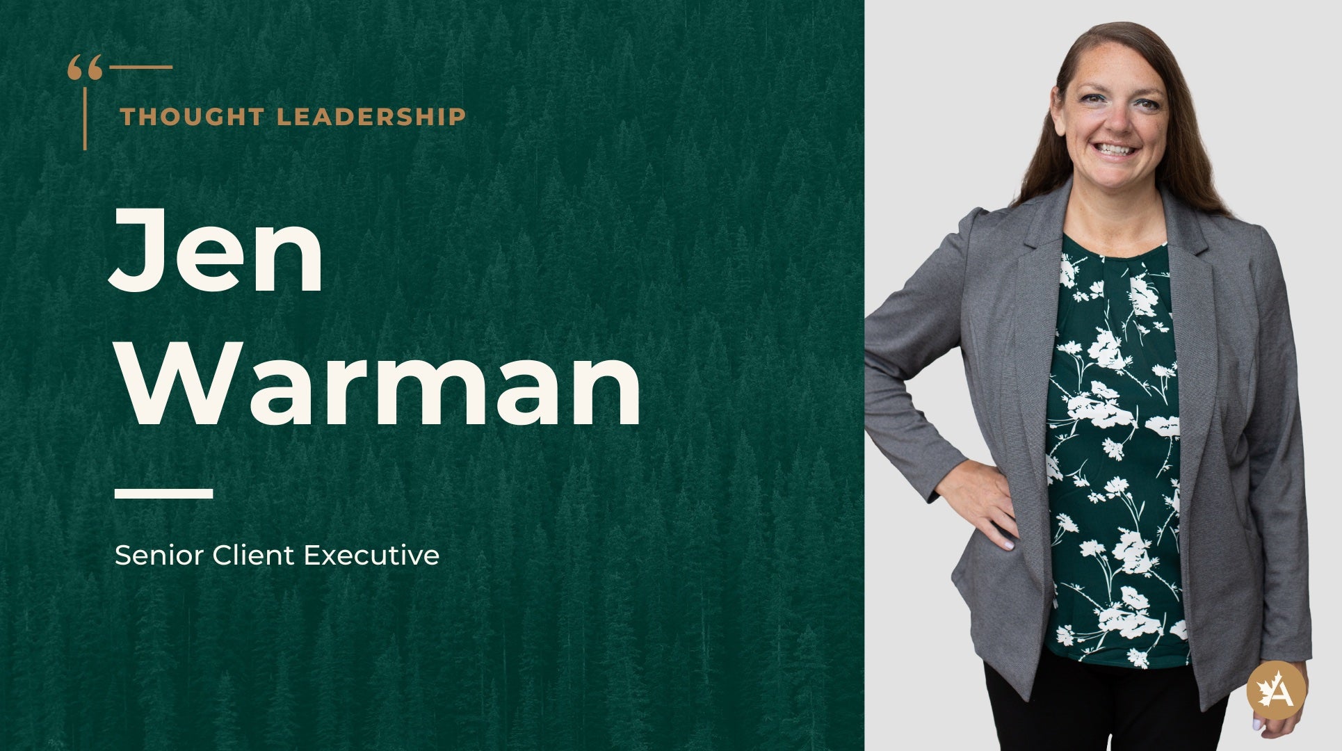 Graphic featuring Jen Warman, Senior Client Executive, as part of Acera Insurance's 'Thought Leadership' series.