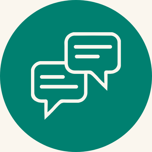 A communication icon to represent engaging with a real estate insurance broker