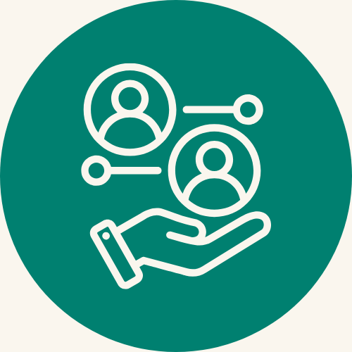 Icon with a hand and people to represent back-of-house operations