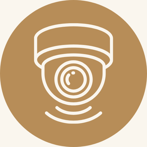 An icon showing a security camera to represent AI surveillance
