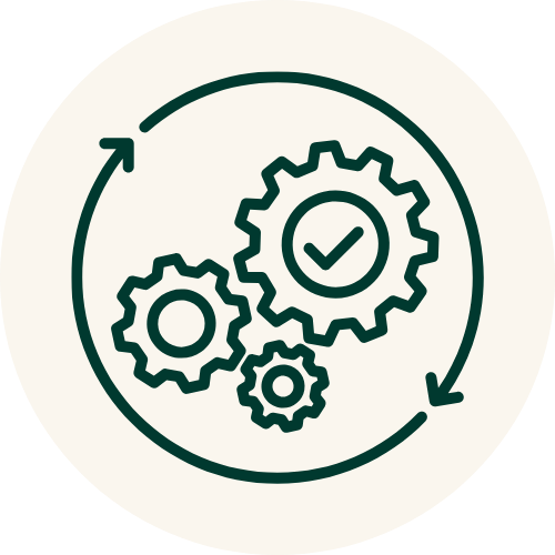 Icon of gears within a continuous cycle