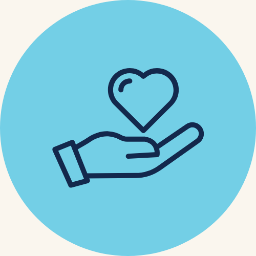 A hand and heart icon representing the caregiver benefit under Ontario auto insurance