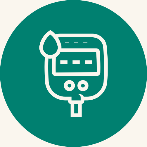Finger prick glucose monitor icon to represent diabetes