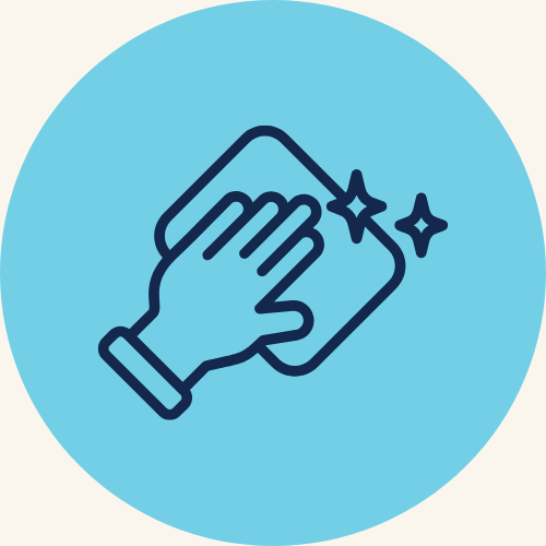 A cleaning icon representing coverage for housekeeping and home maintenance under Ontario auto insurance