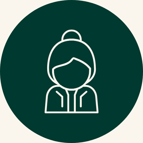 An icon showing an elderly woman representing a retired widow or widower