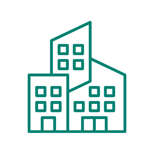 A icon of high-rise buildings representing commercial strata