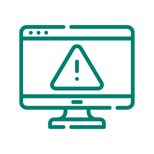 A icon with a monitor and a caution symbol to represent cyber and privacy risk
