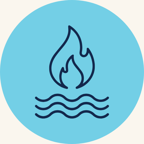 an icon showing fire and water to represent fire and water damage