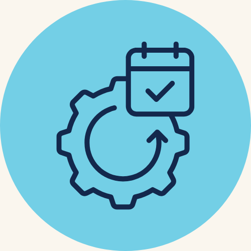 a gear and calendar icon representing repair timelines