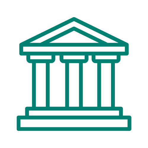 icon showing a government building representing US politics