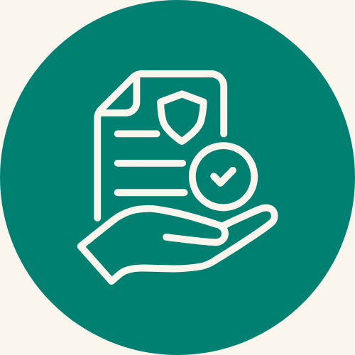 an icon showing paperwork with a shield to represent credit discipline