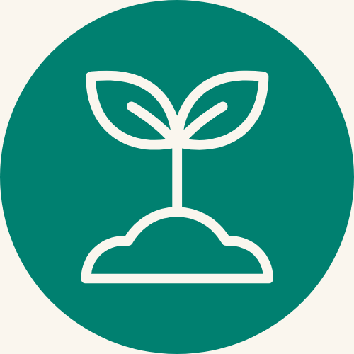 an icon showing a plant growing out of the ground to represent new customers, sectors or jurisdictions