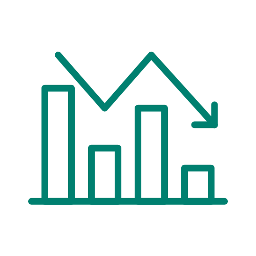 icon showing a bar graph trending down to represent slowing investment and weaker buyer confidence